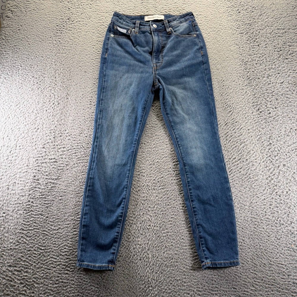Calvin Klein Jeans Womens 24x27‎ Blue Cotton Denim Skinny Ankle High-Rise Faded